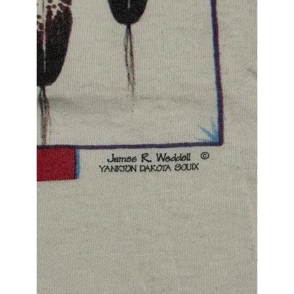 Vintage 90s James R. Weddell Yankton Dakota Sioux t-shirt Size XL Off White - Picture 4 of 6
